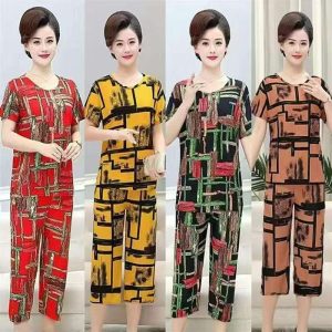 Middle-aged women's ice silk suit