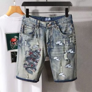 Men's denim mid-length pants