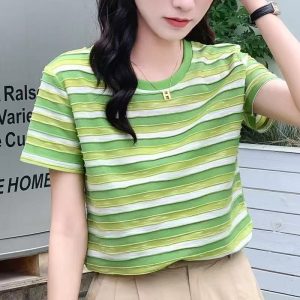 Women's striped short-sleeved shirt