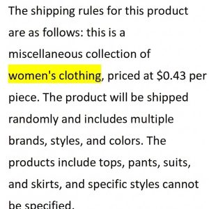 Special offer on women's clothing