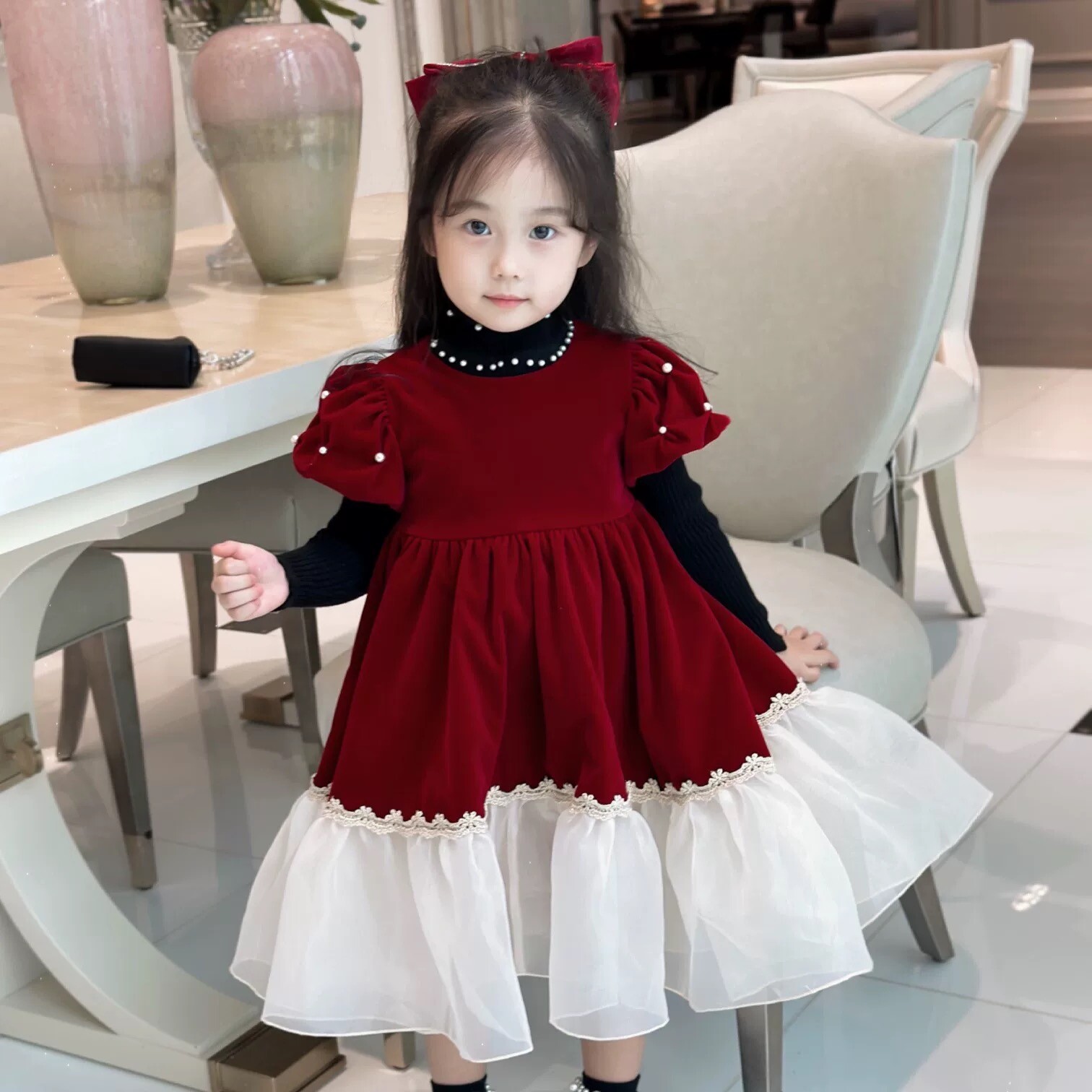 Children's mixed-size dress - 图片 4